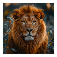Majestic Lion Portrait Intense Gaze Wildlife (Print Only)