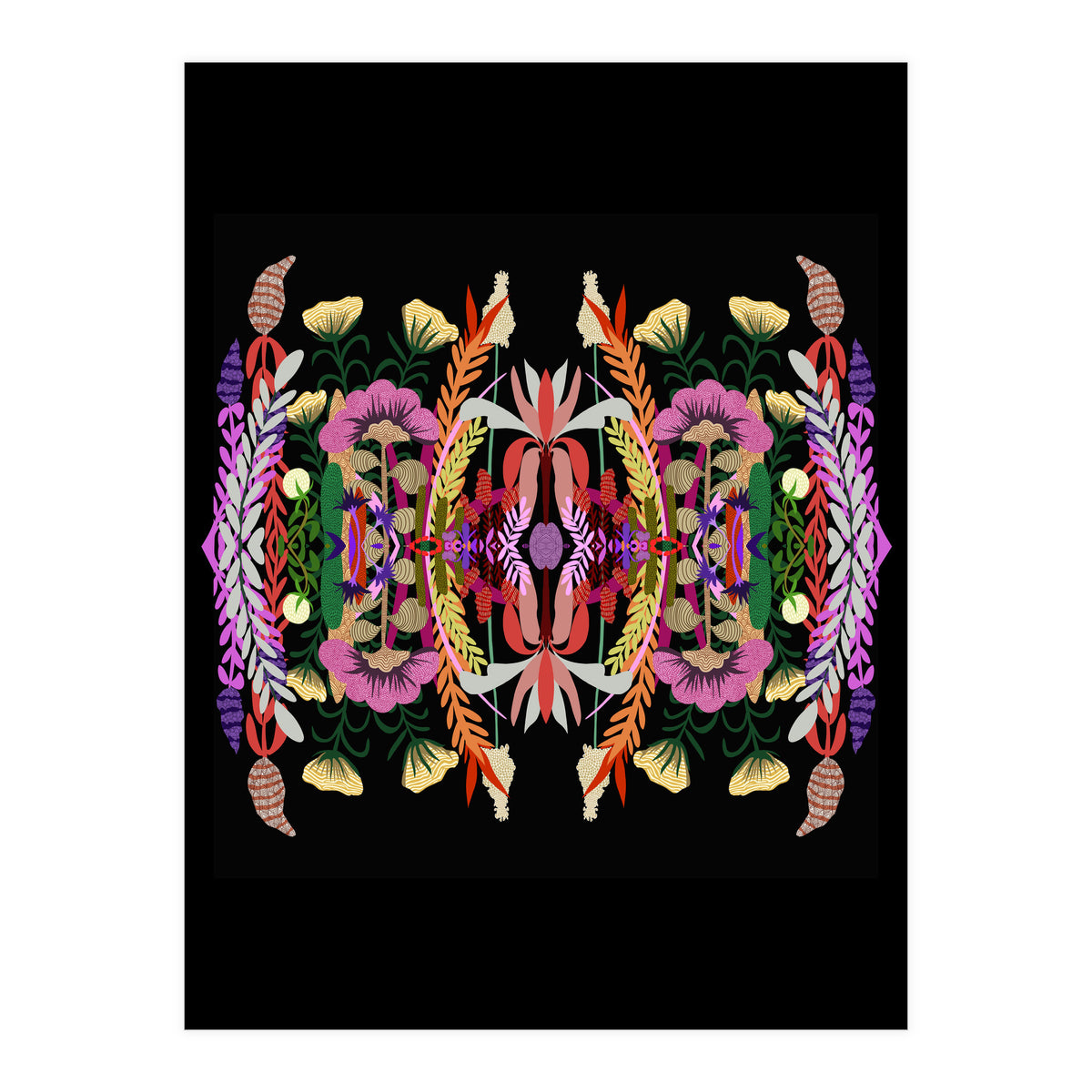 The Butterfly Effect Series 01, Paint Blot Mirror Colorful, Symmetrical Graphic, Eclectic Mandala (Print Only)