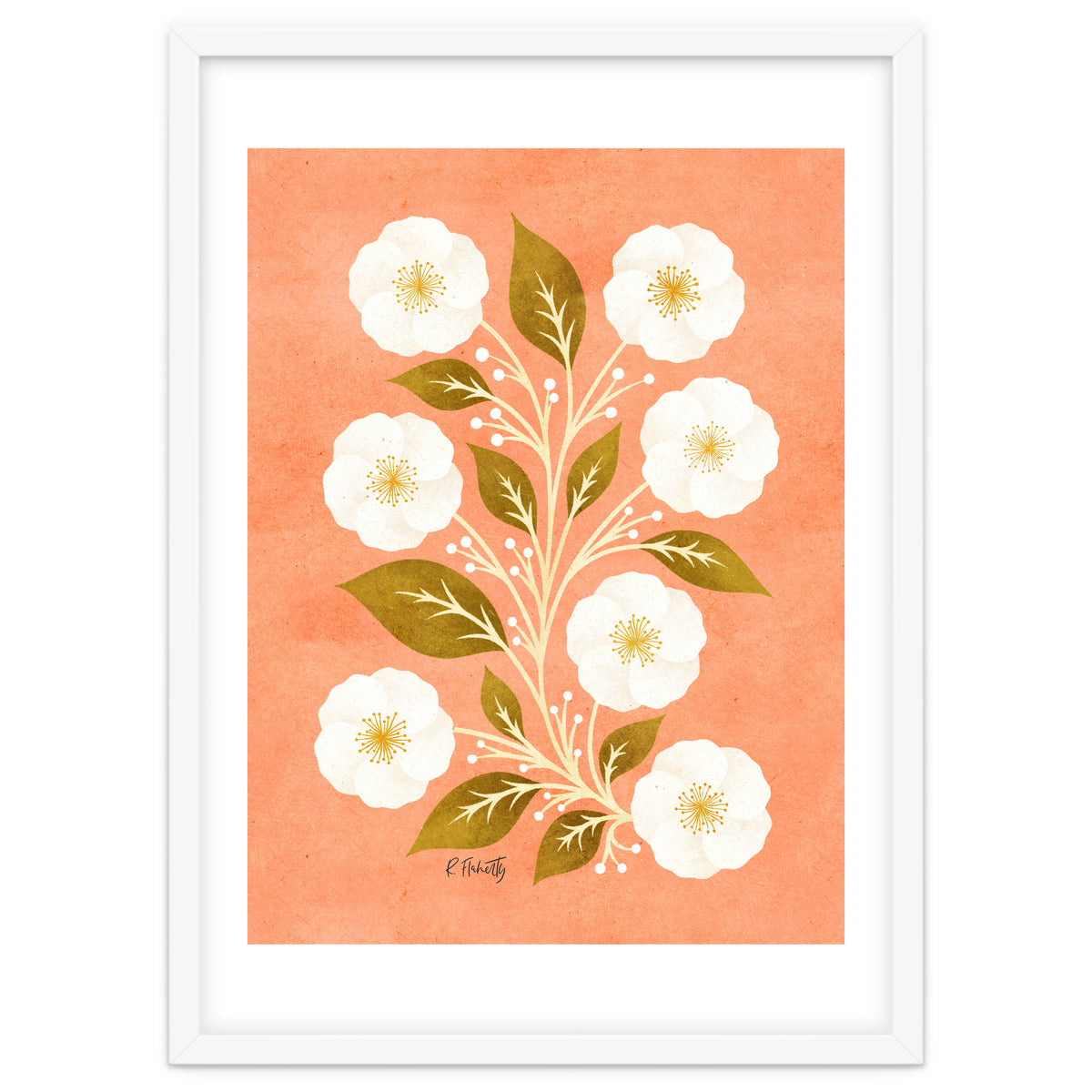 Peach, Ochre And Ivory Floral