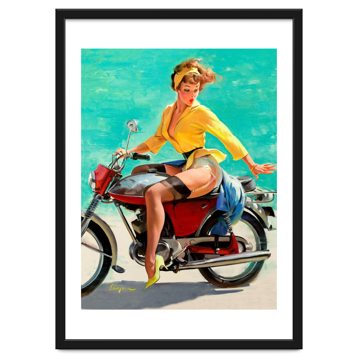 Pinup Sexy Motorcycle Girl