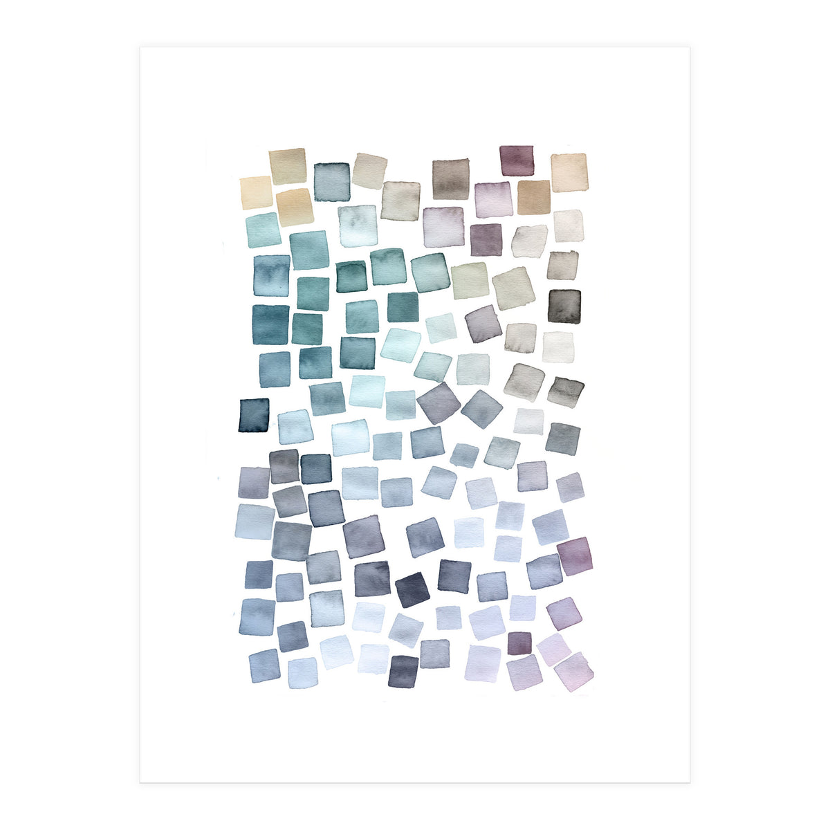 Watercolor Geometric Square Shapes Cozy (Print Only)