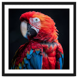 Scarlet Macaw Parrot Detailed Feather Close Up Portrait thumbnail