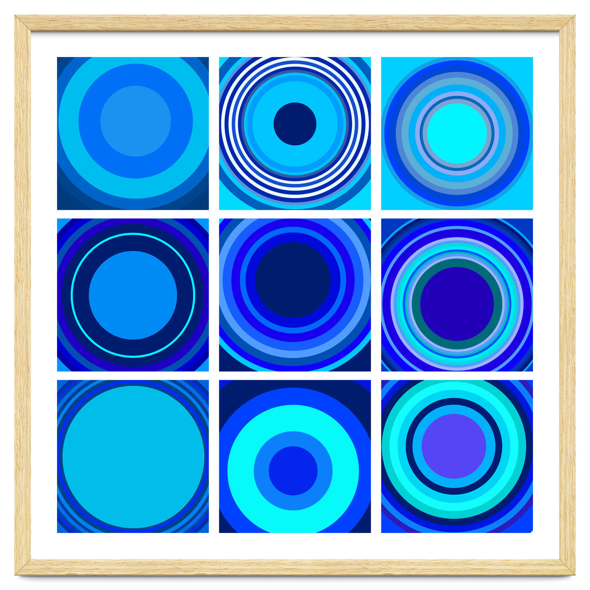 Circles & Rectangles Alt Blue 3 X 3: 3
