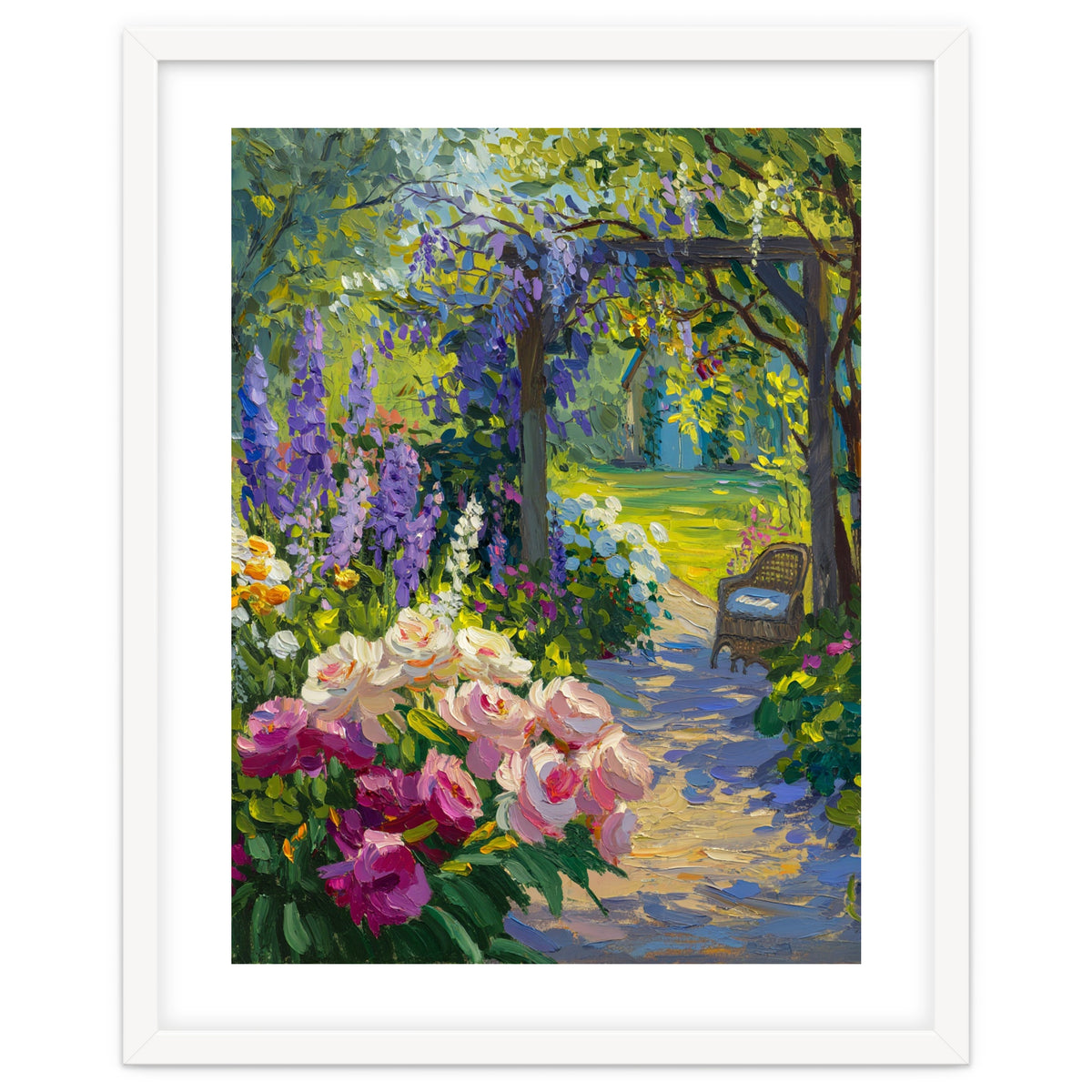 Serene Summer Garden Path Oil Painting