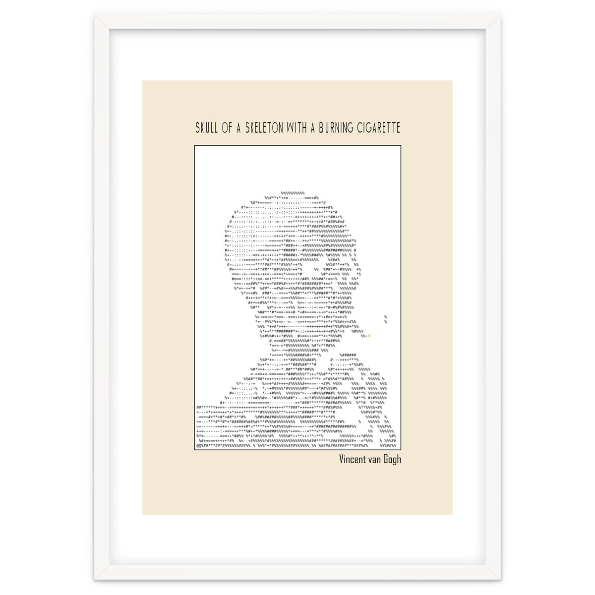 Skull Of A Skeleton With A Burning Cigarette Vincent Van Gogh Ascii Art