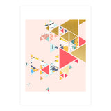 Gold Abstraction, Abstract Eclectic Colorful Geometrical, Blush Pastel Metallic Chic Graphic Design (Print Only) thumbnail