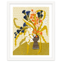 Floral Contemporary Still Life Mustard Yellow