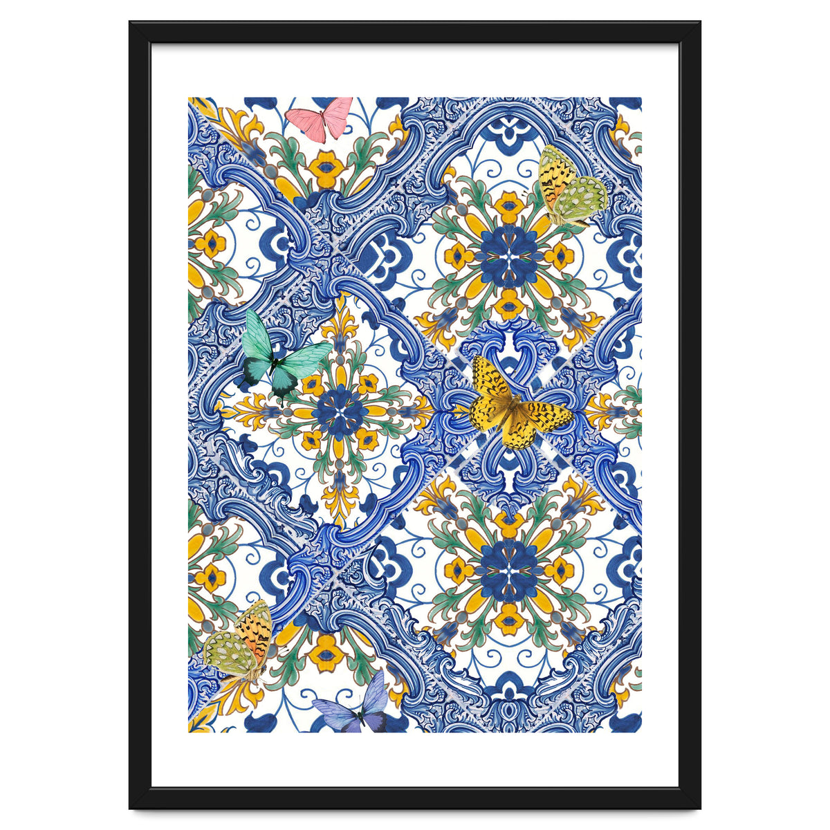 Sicilian Italian Tiles Butterflies And Flowers