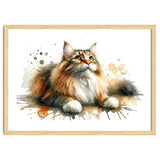 Majestic Cat With Watercolor Splashes thumbnail