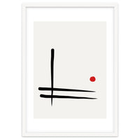 Japandi minimalist artwork in black and white and red dot