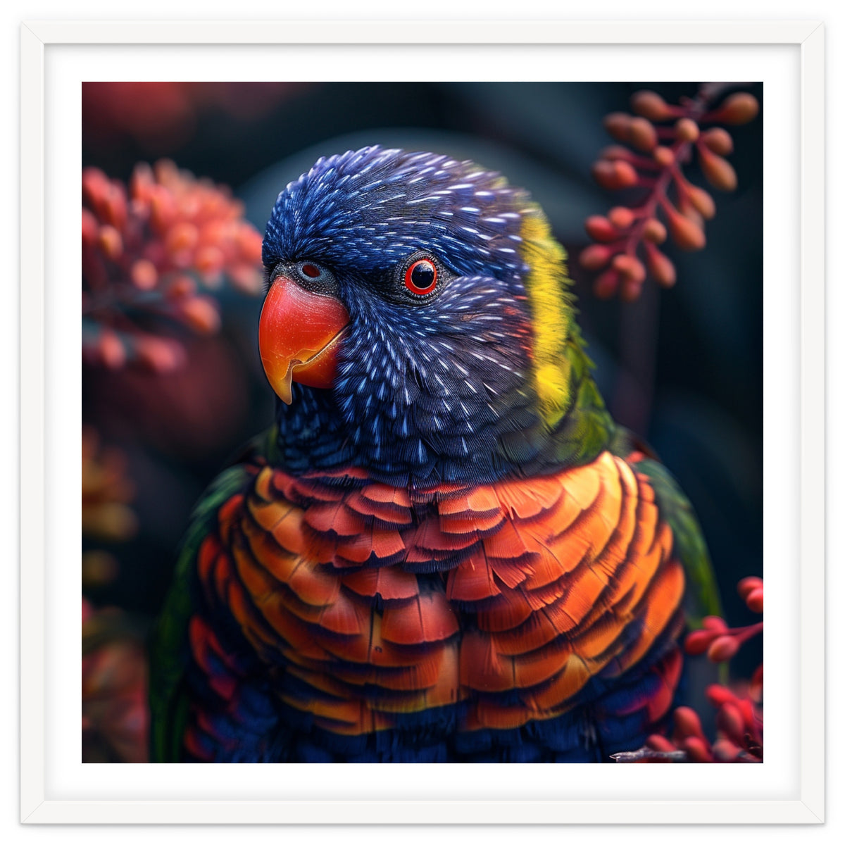 Vibrant Rainbow Lorikeet Parrot Close Up Portrait