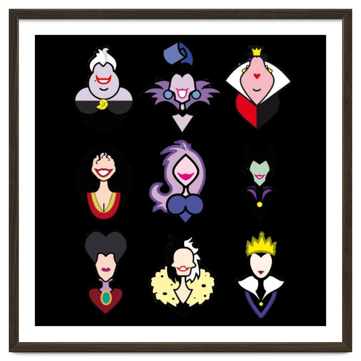 Disney Villains Cartoon Minimalist Faces
