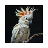 White Cockatoo Parrot Bird Perched On Branch (Print Only)