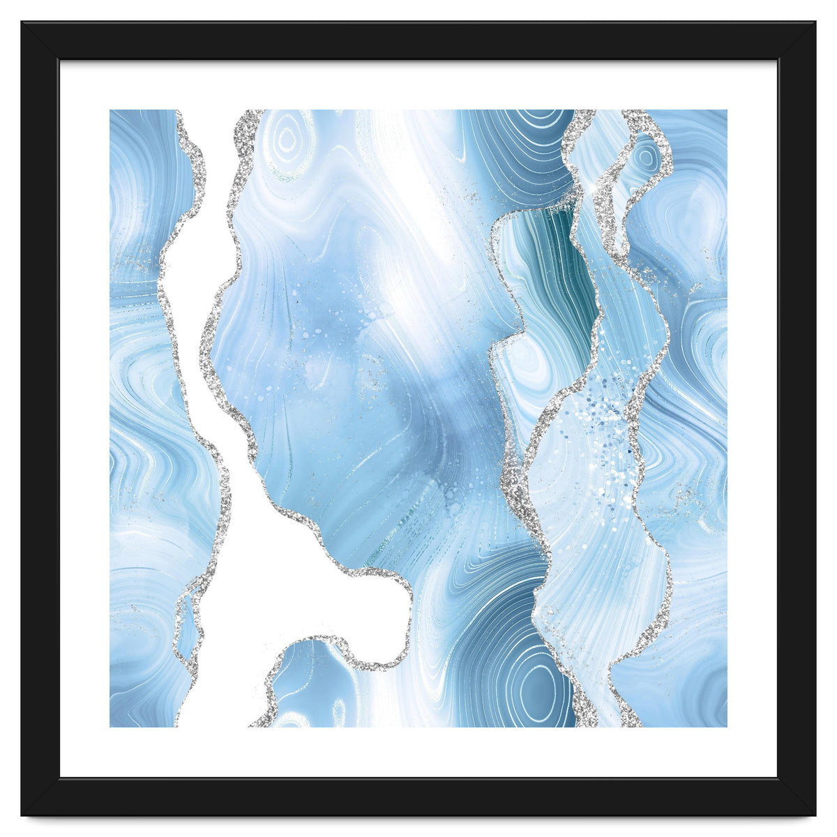 Blue & Silver Agate Glitter Texture 05