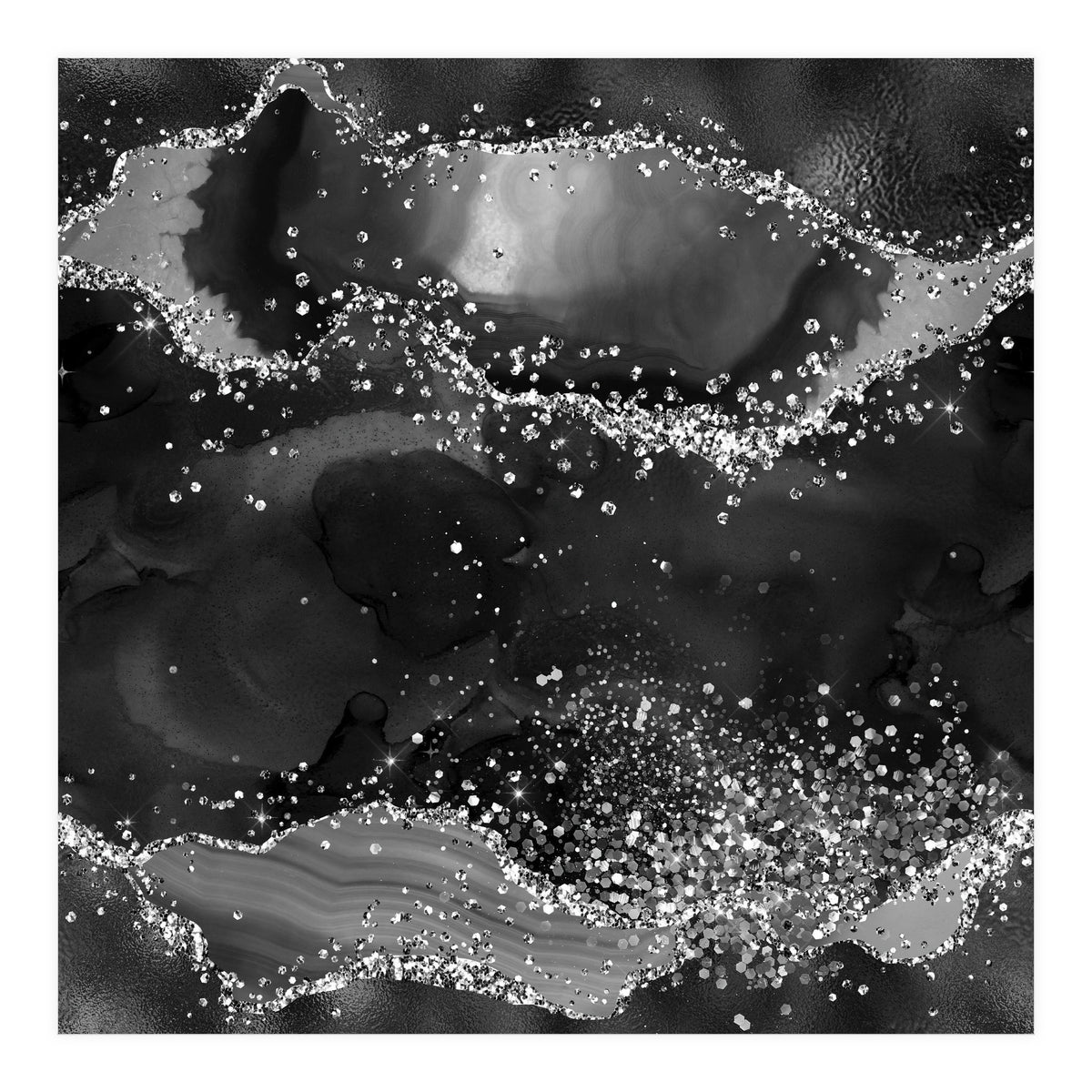 Black Glitter Agate Texture 05 (Print Only)