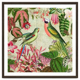 Exotic Lush Rainforest With Colorful Parrots And Flowers thumbnail