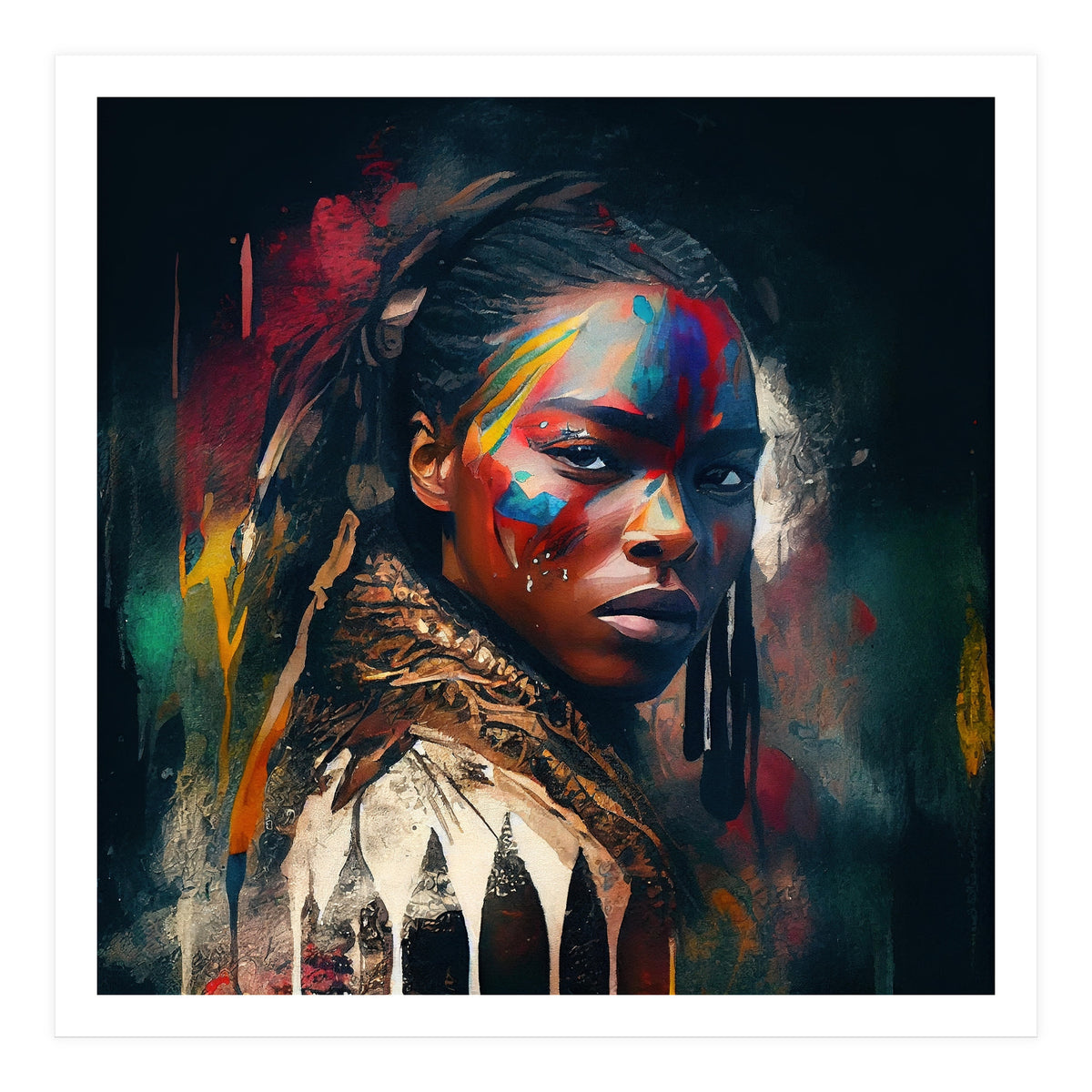 Powerful American Native Warrior Woman #1 (Print Only)