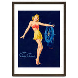 Pinup Girl Is Posing With A Steering Wheel thumbnail