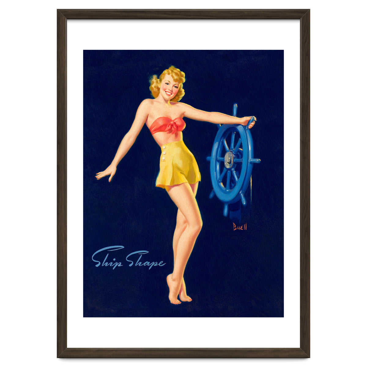 Pinup Girl Is Posing With A Steering Wheel