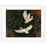 White Herons Flying Asian Art thumbnail