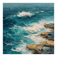 Dynamic Coastal Swell with Sculpted Turquoise Waves (Print Only)