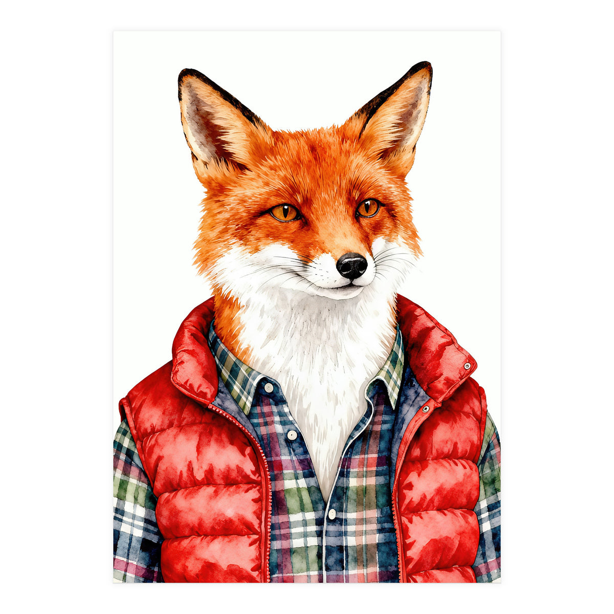 Dapper Fox Portrait Puffer Wild Fashion  (Print Only)