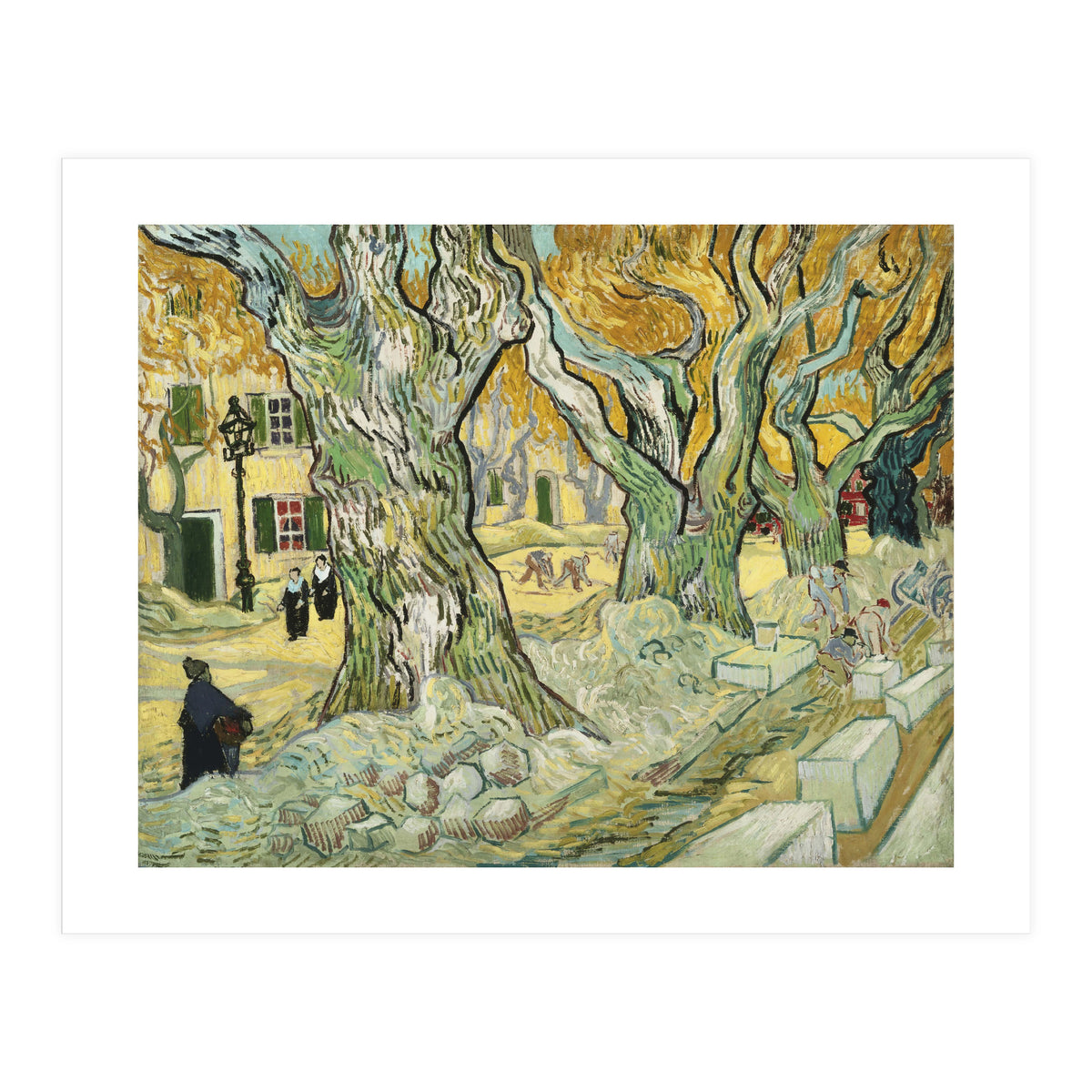 VINCENT VAN GOGH: The Road Menders. Date/Period: 1889. Painting. Oil on canvas. (Print Only)