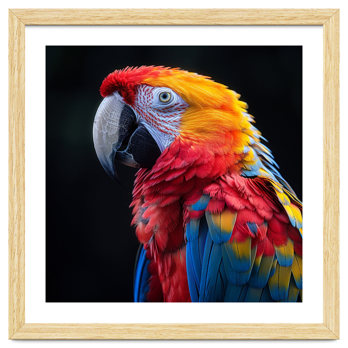 Scarlet Macaw Parrot Vibrant Plumage Close Up