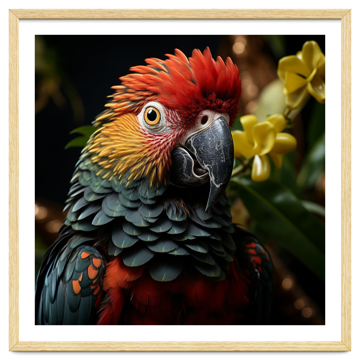 Vibrant Macaw Parrot With Red And Yellow