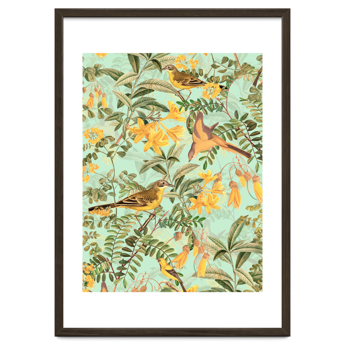 Yellow Birds in Tropical Jungle Paradise