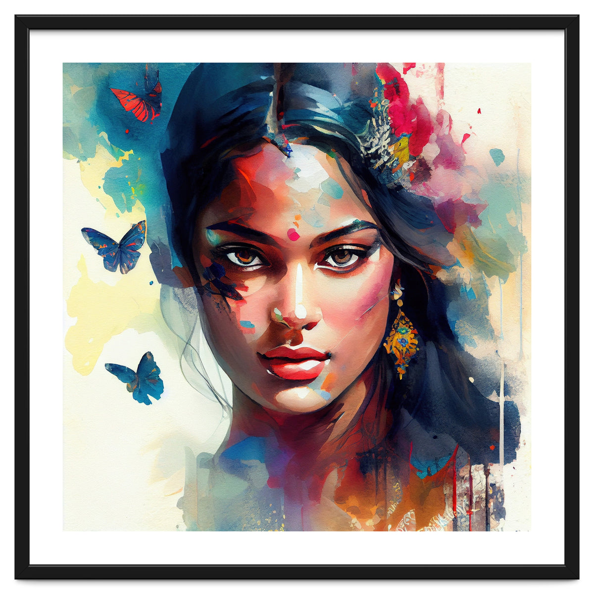 Azure Butterflies Hindu Portrait