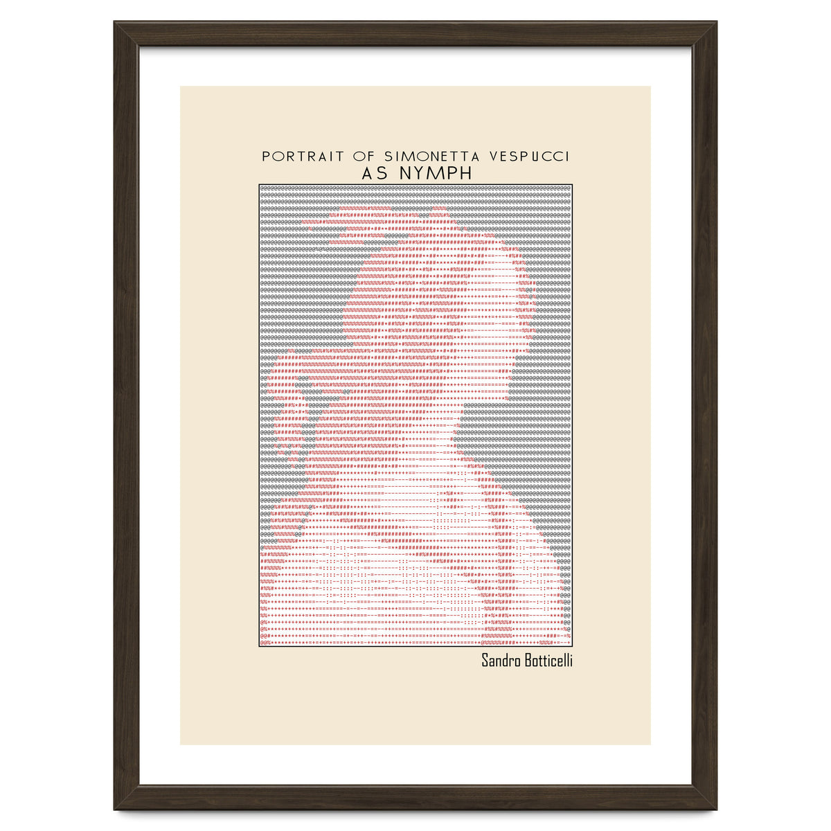 Portrait of Simonetta Vespucci as Nymph – Sandro Botticelli (ascii art)