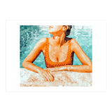 Mi Bebida Por Favor | Modern Bohemian Woman Summer Swim | Swimming Pool Watercolor Fashion Painting (Print Only) thumbnail