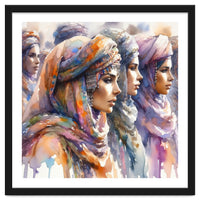Tuareg Women Procession Watercolor