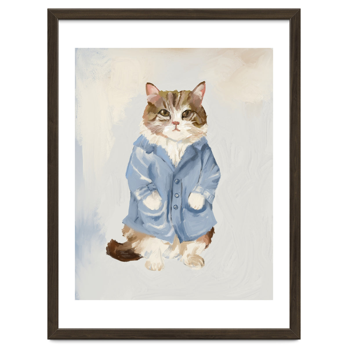 Sir James fluffy Tom cat in his blue pajamas oils