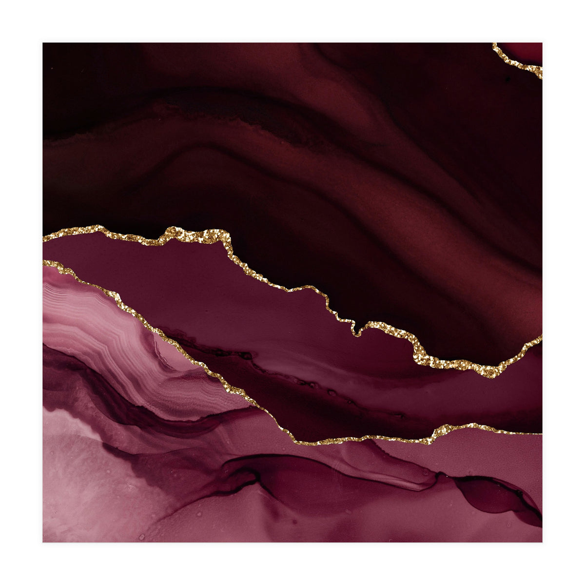 Burgundy & Gold Agate Texture 12 (Print Only)