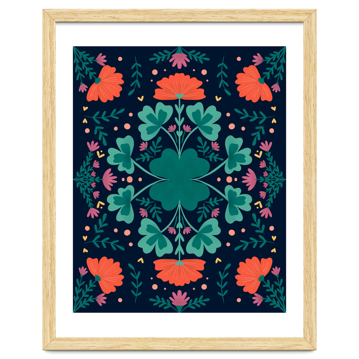 Clovers And Flowers Teal and Orange