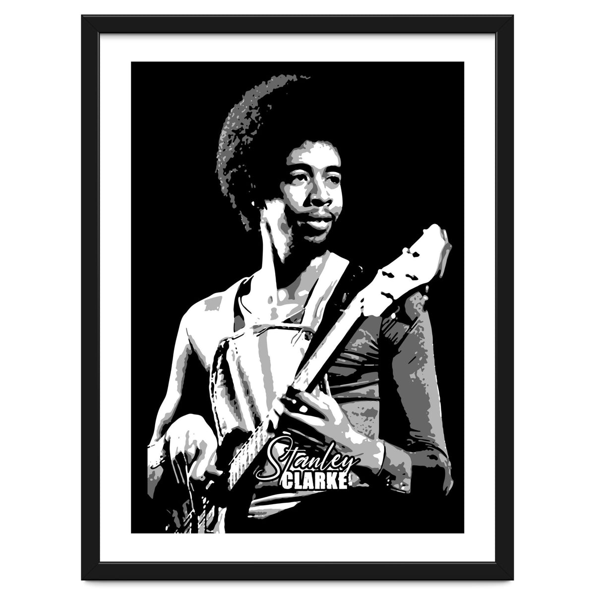 Stanley Clarke American Bassist in Grayscale