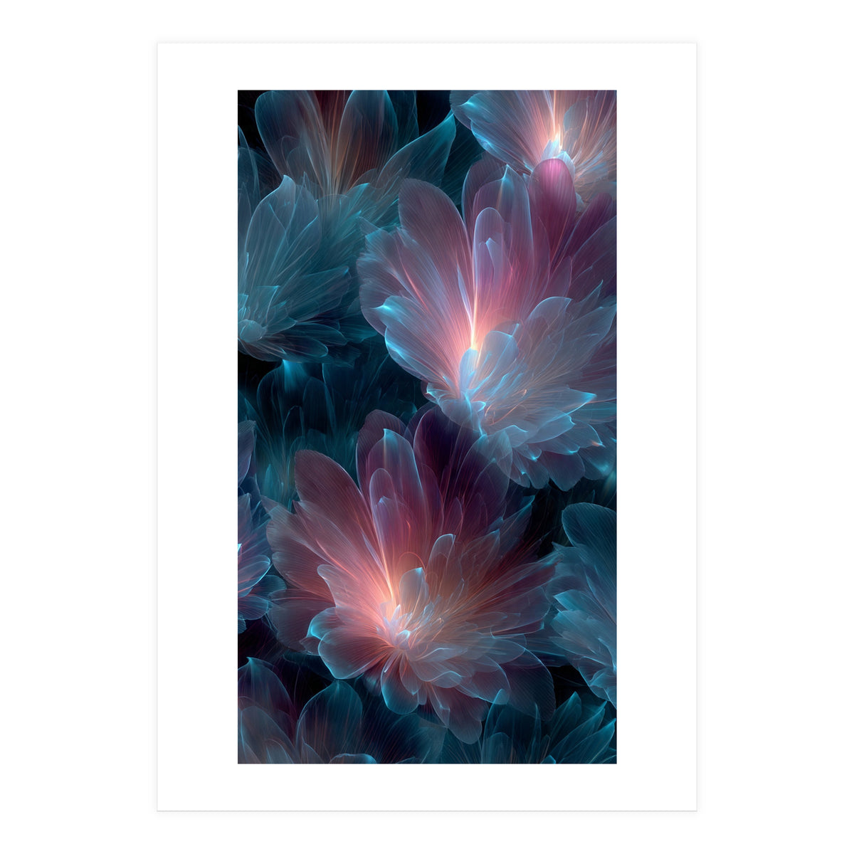 Luminous Bioluminescent Floral Abstract (Print Only)