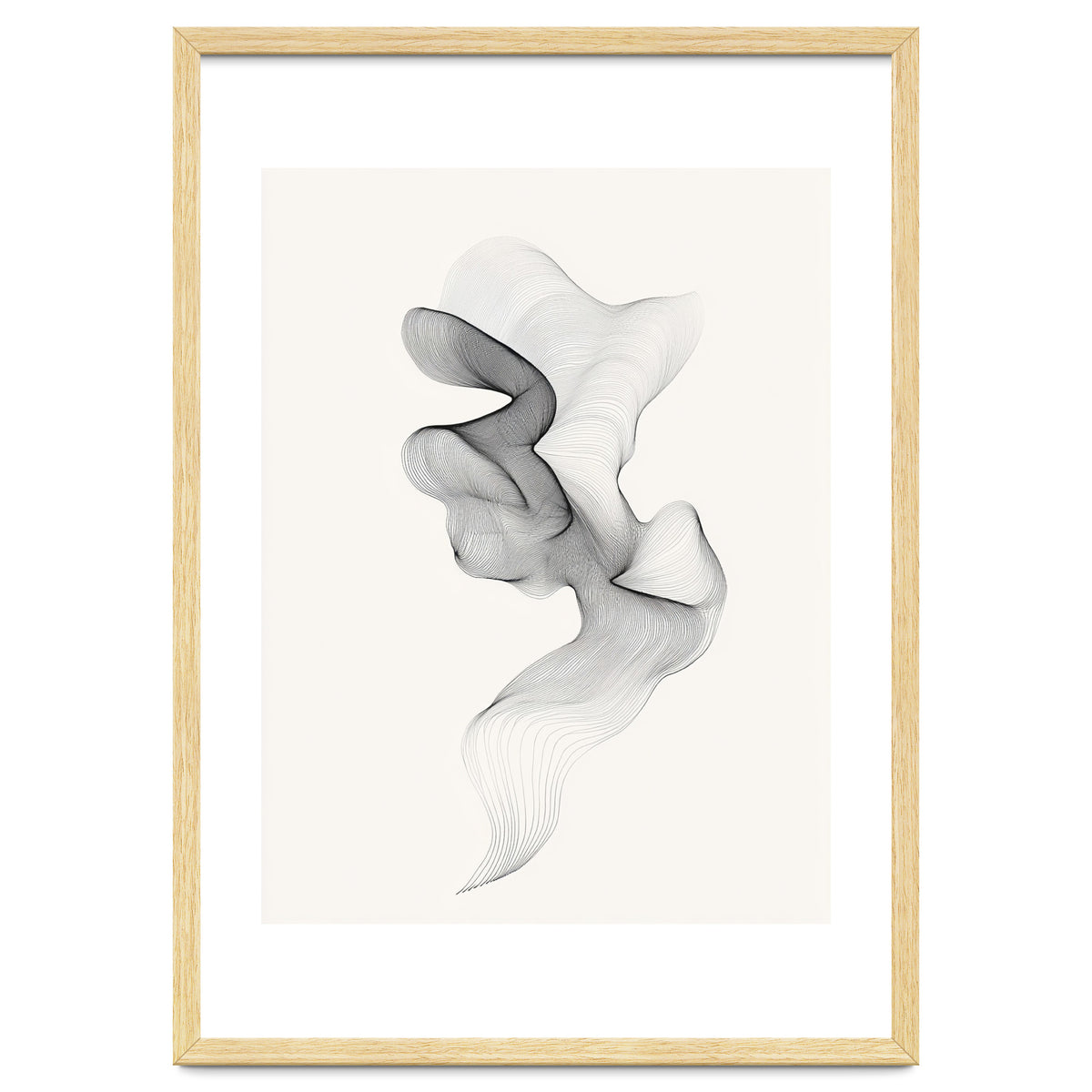 Abstract Black And White Swirling Lines Flowing Form