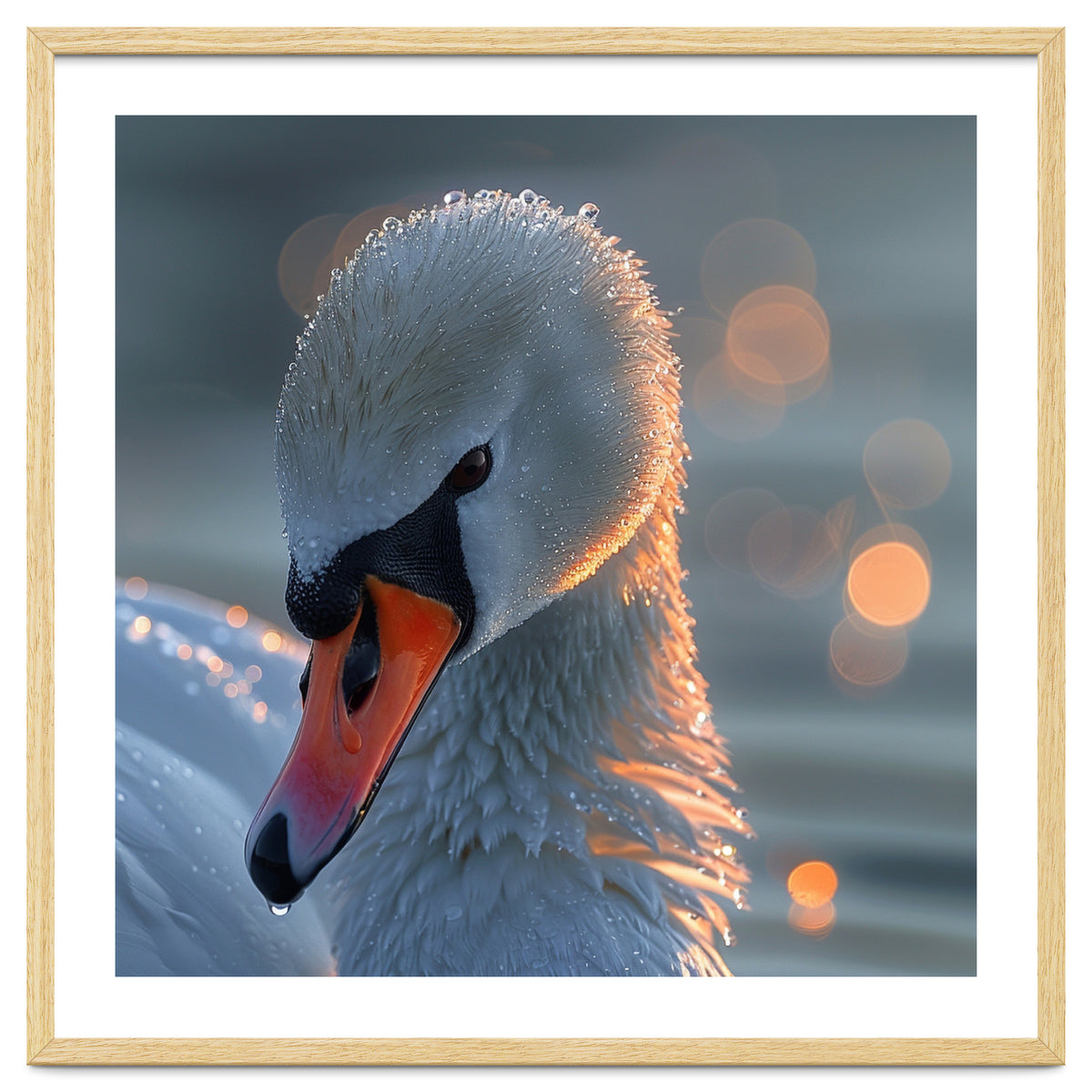 Close Up Of A Swan With Water Droplets