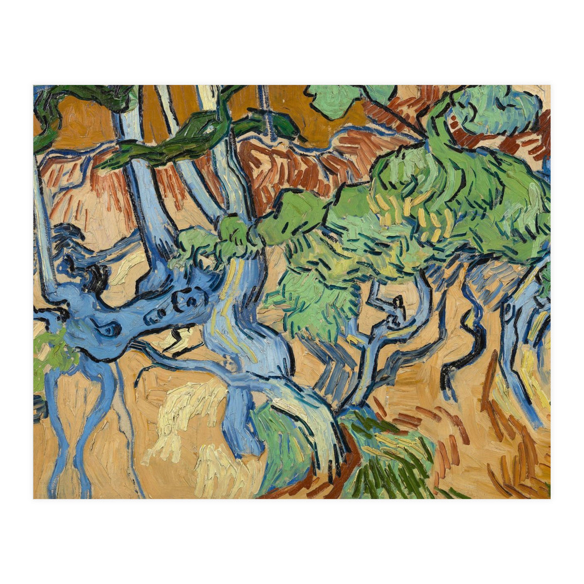 Tree Roots. Date: July 1890, Auvers-sur-Oise. Dimensions: 50.3 cm x 100.1 cm, 69.8 cm x 119.7 cm. (Print Only)