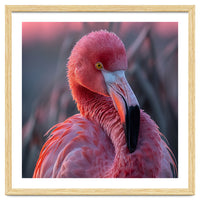Pink Flamingo Bird Close Up Portrait