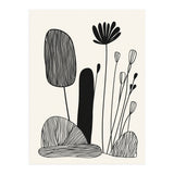 Abstract Black And White Botanical Illustration With Organic Shapes (Print Only) thumbnail