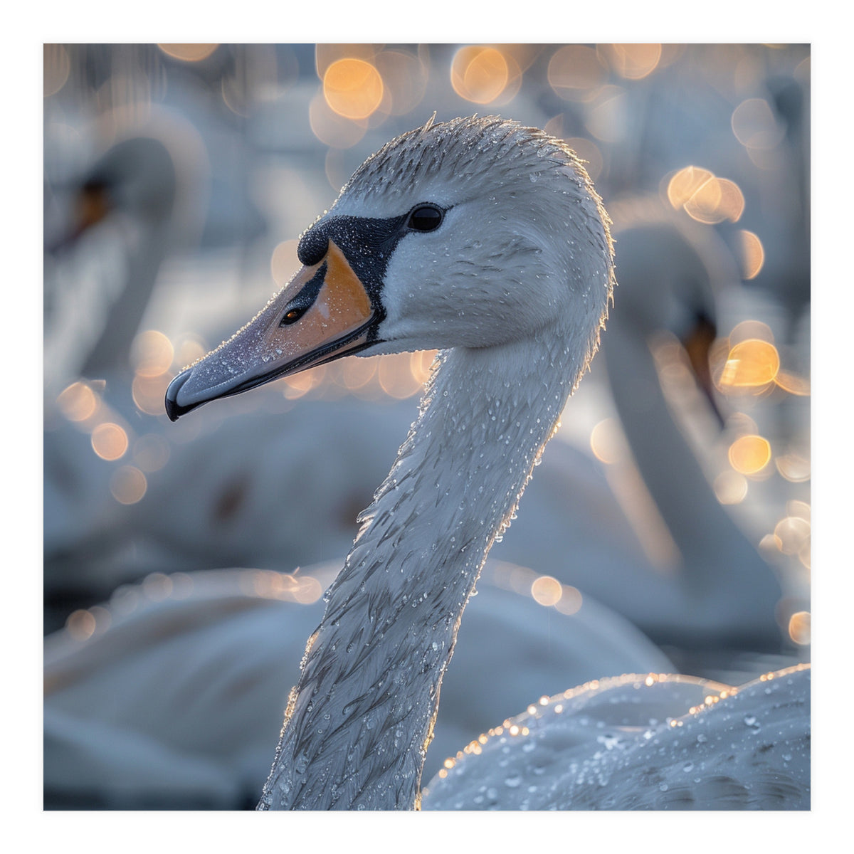 Majestic Swan Close Up With Water Droplets (Print Only)