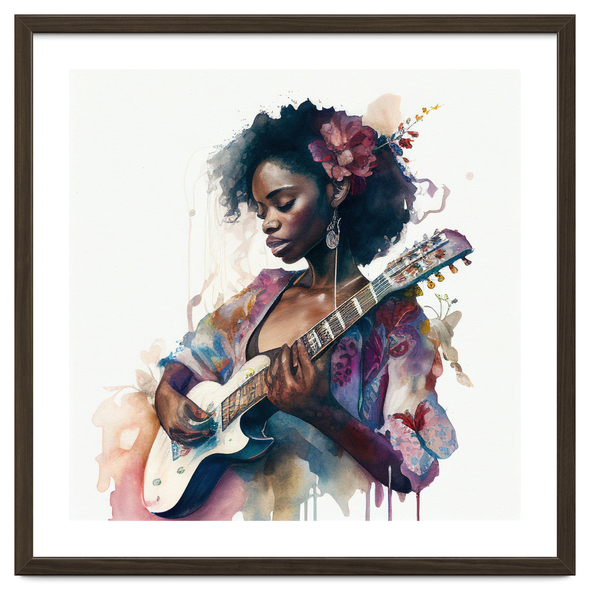 Watercolor Musician Woman #2