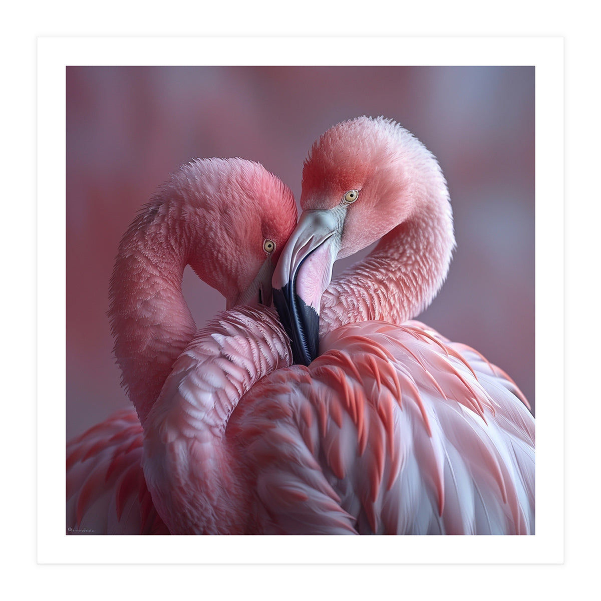 Cute Two Pink Flamingos (Print Only)
