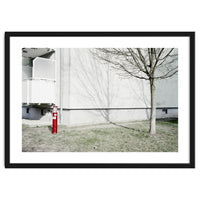 Red light pole and Tree shadow on the wall