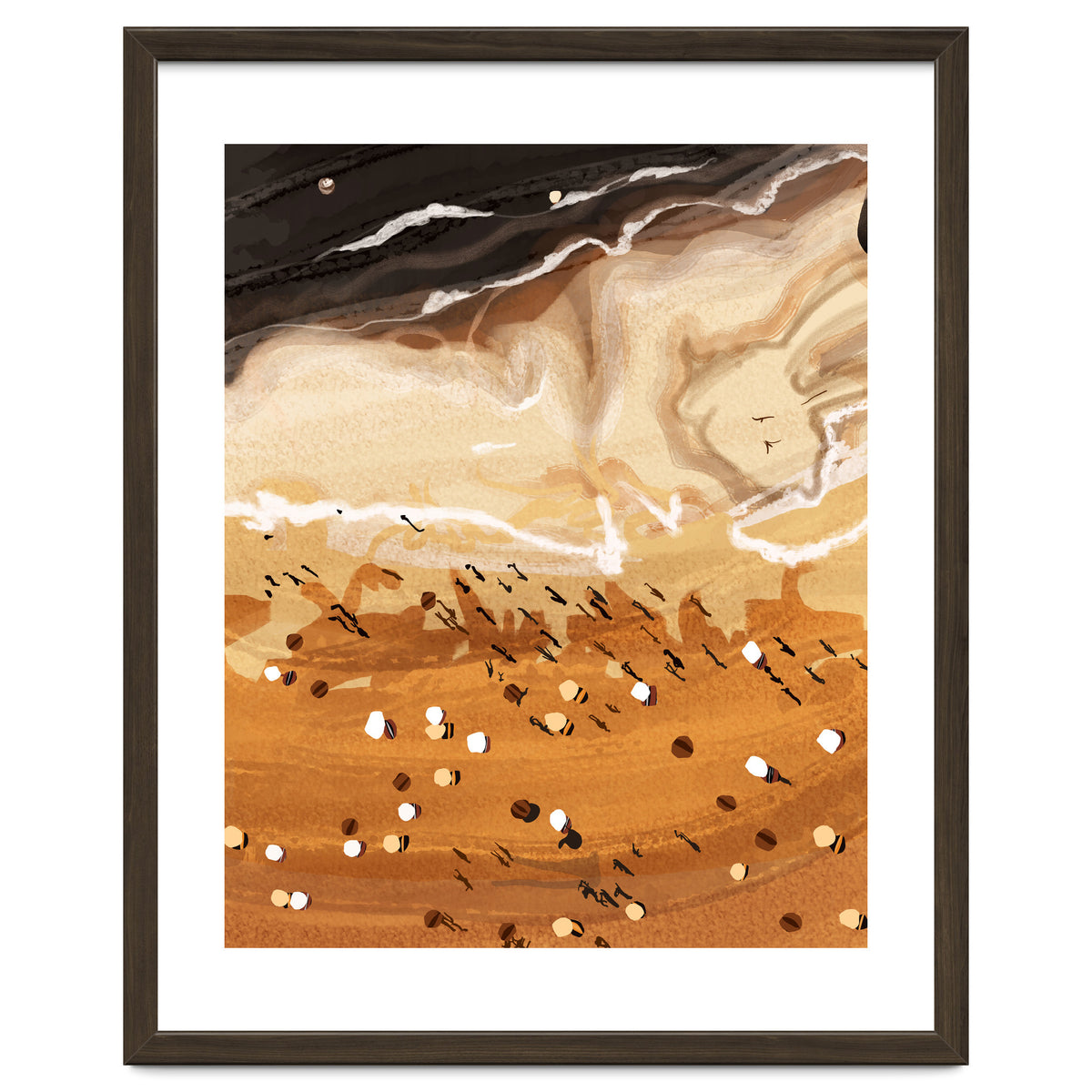 Coffee Beach, Ocean Sea Beachy Tropical Summer, Travel Painting Nature Landscape Waves People Sand