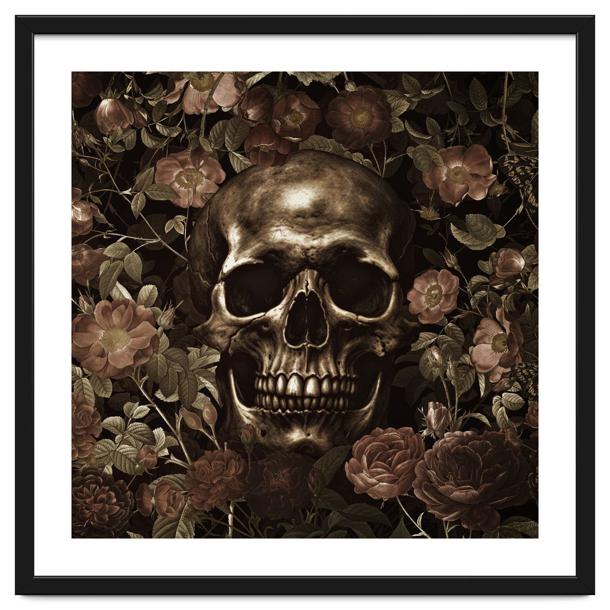 Baroque  Skull And Roses Night Garden